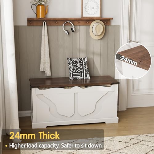 Maupvit Storage Chest with 2 Safety Hinges, White V554