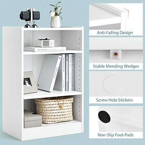 3 Shelf Bookcase with Adjustable Shelves, Wood Storage for Bedroom, Black C87086