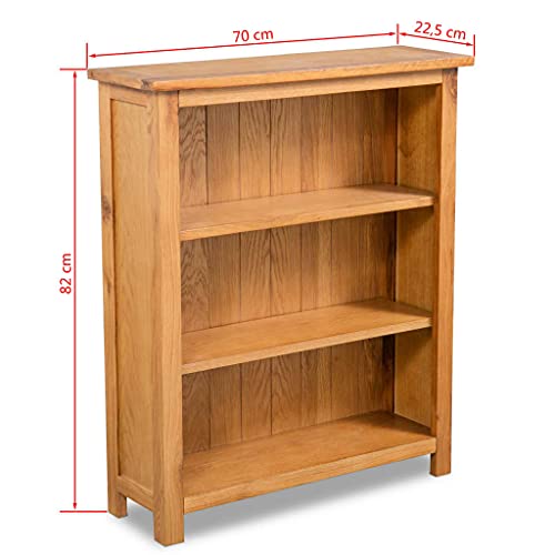 3-Tier Wooden Bookshelf with Storage Shelves, Solid Oak Wood Z918084