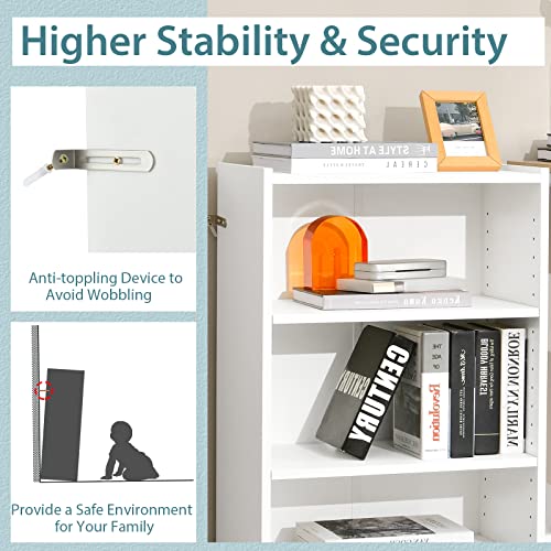 3 Shelf Bookcase with Adjustable Shelves, Wood Storage for Bedroom, Black C87086