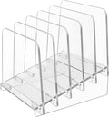 MaxGear Desk File Organizer, 5-Section Vertical File Folder Holder Stand Incline File Organizer, Acrylic File Folder for Desk, File Organizer Sorter Rack Document for Office School Home, Clear