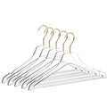 Quality Hangers Acrylic Clear Lucite Hangers - 5-Pack with Bar Gold Hooks for Clothes Pants Jackets Coats and Shirts - Closet and Wardrobe Organization (Gloss Gold Hook - 5 Pack)