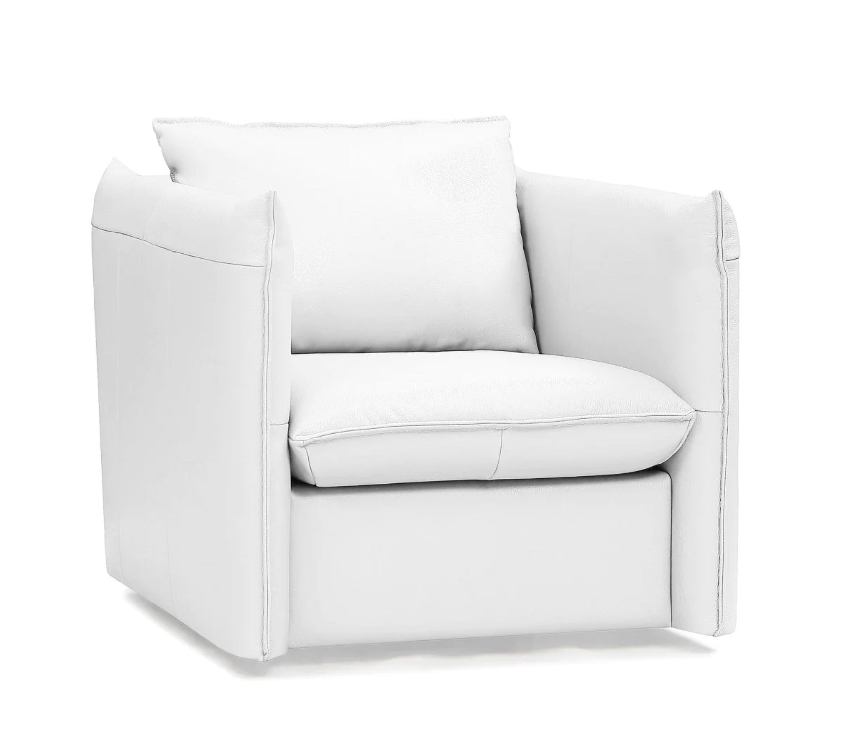 HomeRoots 31 x 36 x 31 in. White Genuine Leather Swivel Accent Chair D957936