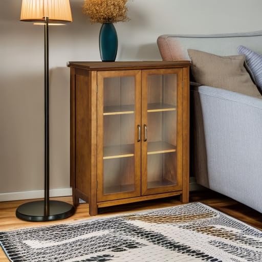 Teamson Home Avery Wooden Freestanding Floor Cabinet with 2 Adjustable Shelves, Oiled Oak I9564
