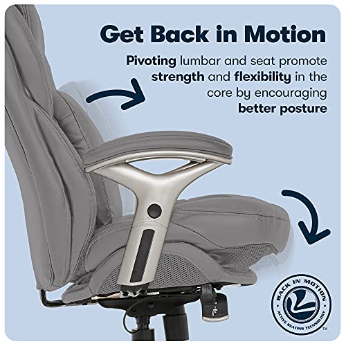 Serta Works Executive Office Chair with Back in Motion Technology, Gray Bonded Leather X1785