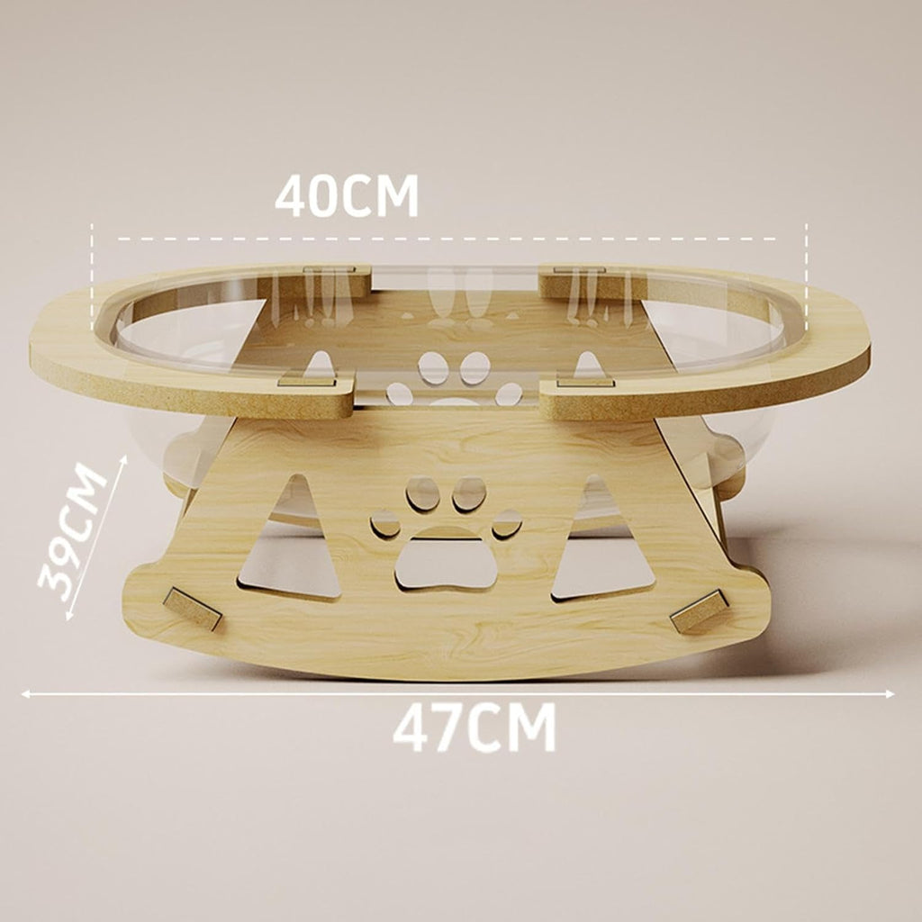Space Capsule Cat Bed Condo Solid Wood Stand, Beige T33392
