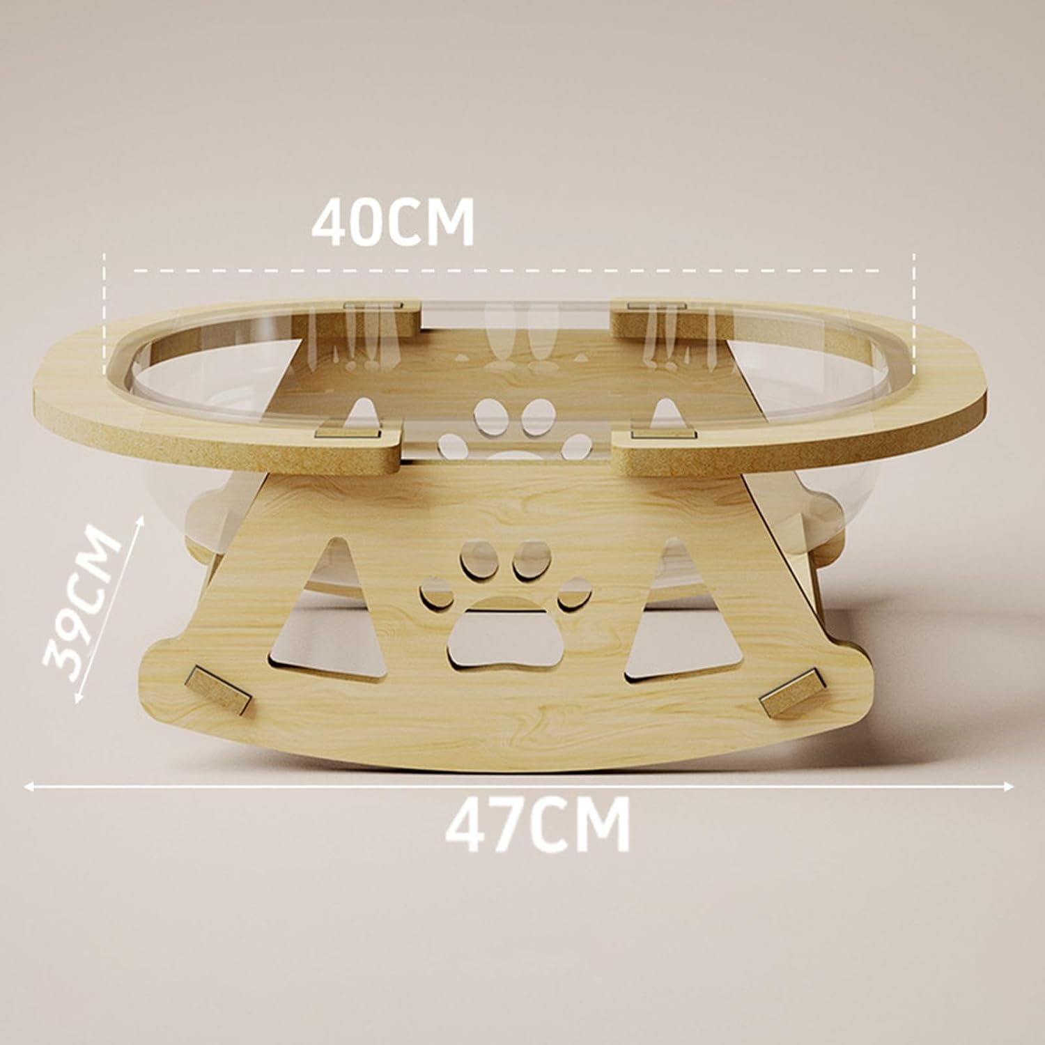 Space Capsule Cat Bed Condo Solid Wood Stand, Beige T33392