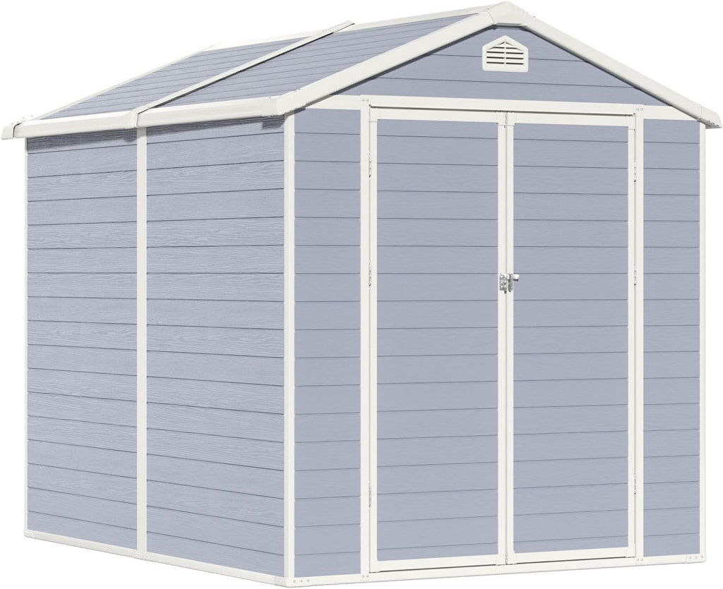Aoxun 6'x8' Resin Outdoor Storage Shed for Backyard, Gray J1146