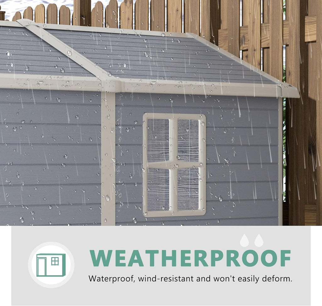 Aoxun 6'x8' Resin Outdoor Storage Shed for Backyard, Gray J1146