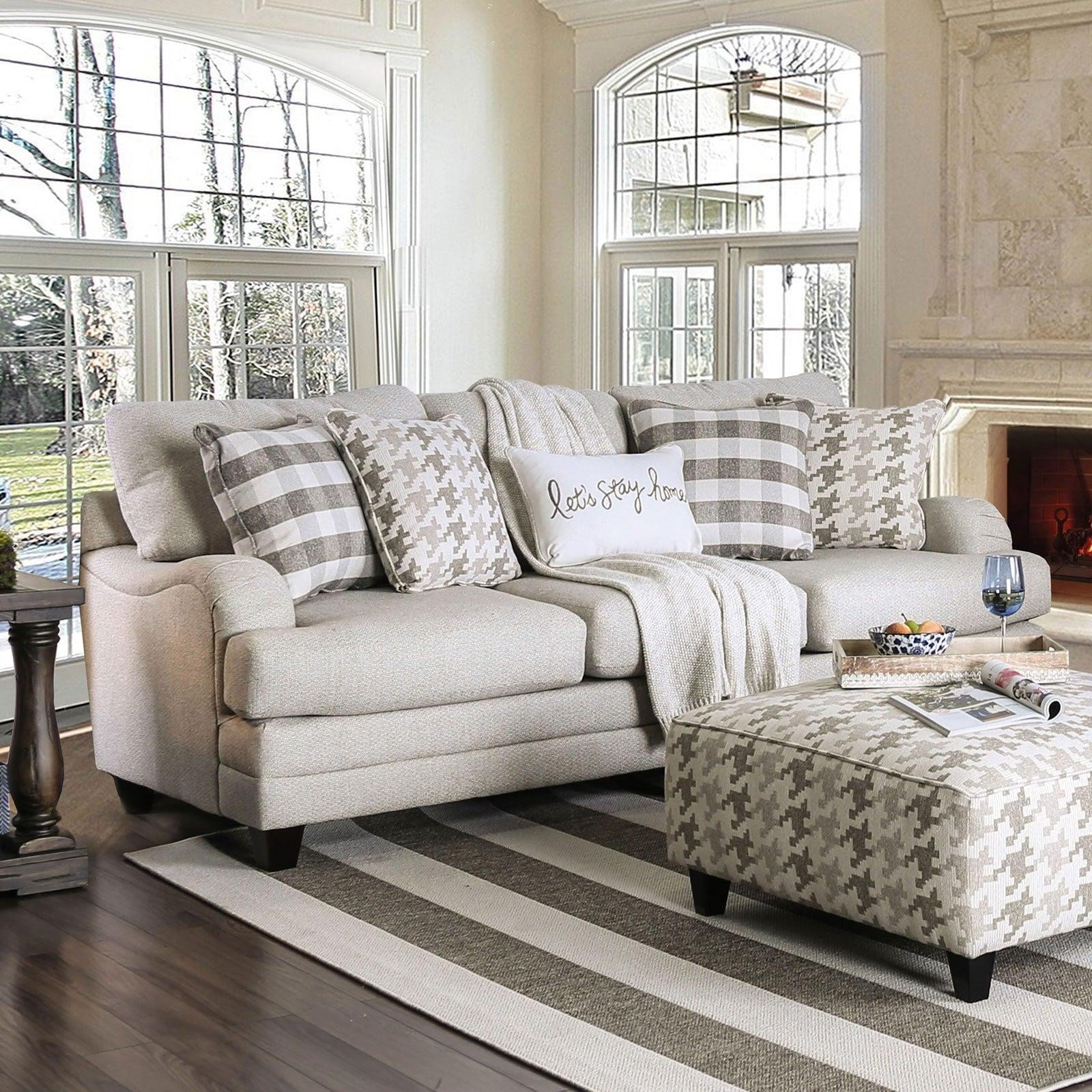Christine Transitional Light Gray Linen-like Fabric Living Room Set 3pcs V876