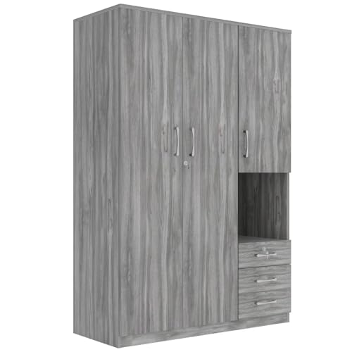 Merax Armoire Wardrobe Closet with Shelves and Hanging Rod, Grey G72151