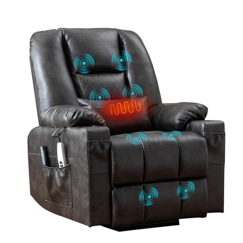 Power Lift Recliner Chair with Massage and Heat- Electric Recliners Chair for Elderly & Adult Ergonomic Single Lounge Sofa Home Theater Seating with 4 Pockets/USB…