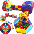 Playz 5pc Kids Playhouse Jungle Gym w/ Pop Up Tents, Tunnels, and Basketball Pit for Boys, Girls, Babies, and Toddlers with Zipper Storage Case for Indoor & Outdoor Use