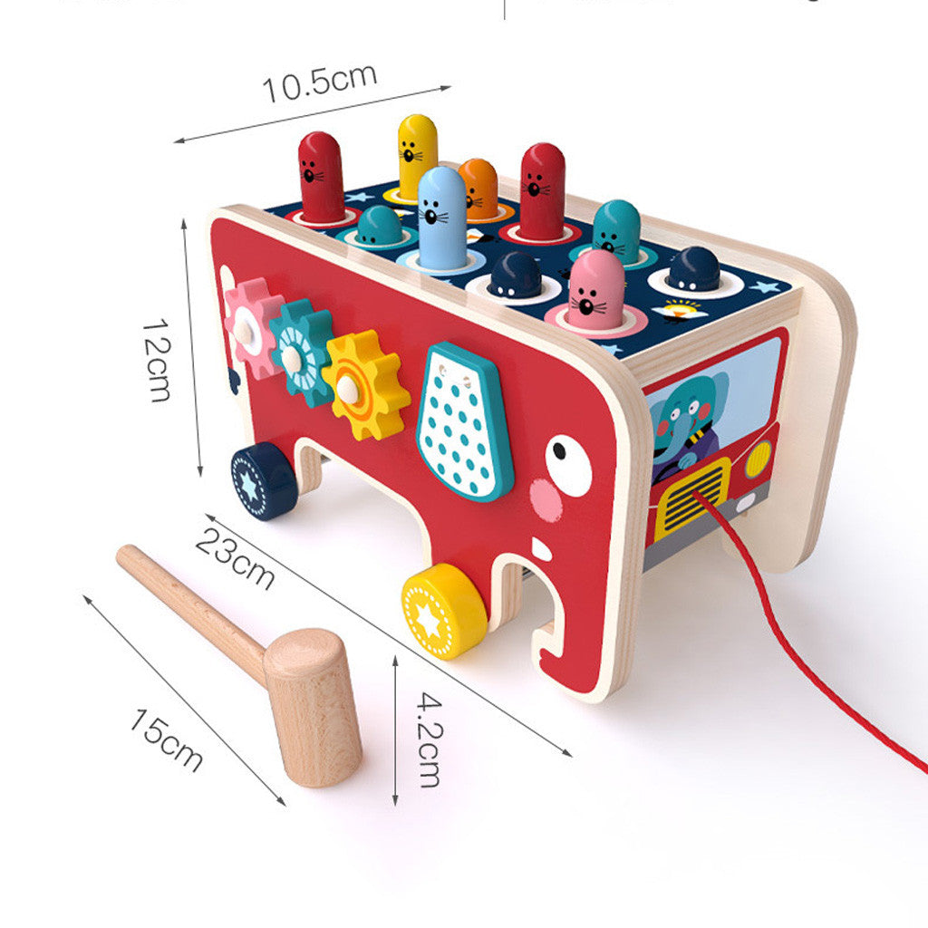 Wepro Colourful Wooden Whack-A-Mole Game Early Educational Toys Kids Two Hammers A98694