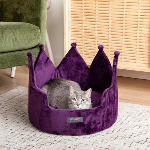 NANDOG Pet Gear Crown Cozy Round Dog and Cat Bed, Washable Micro-Plush, Royal Gray 18" K691174