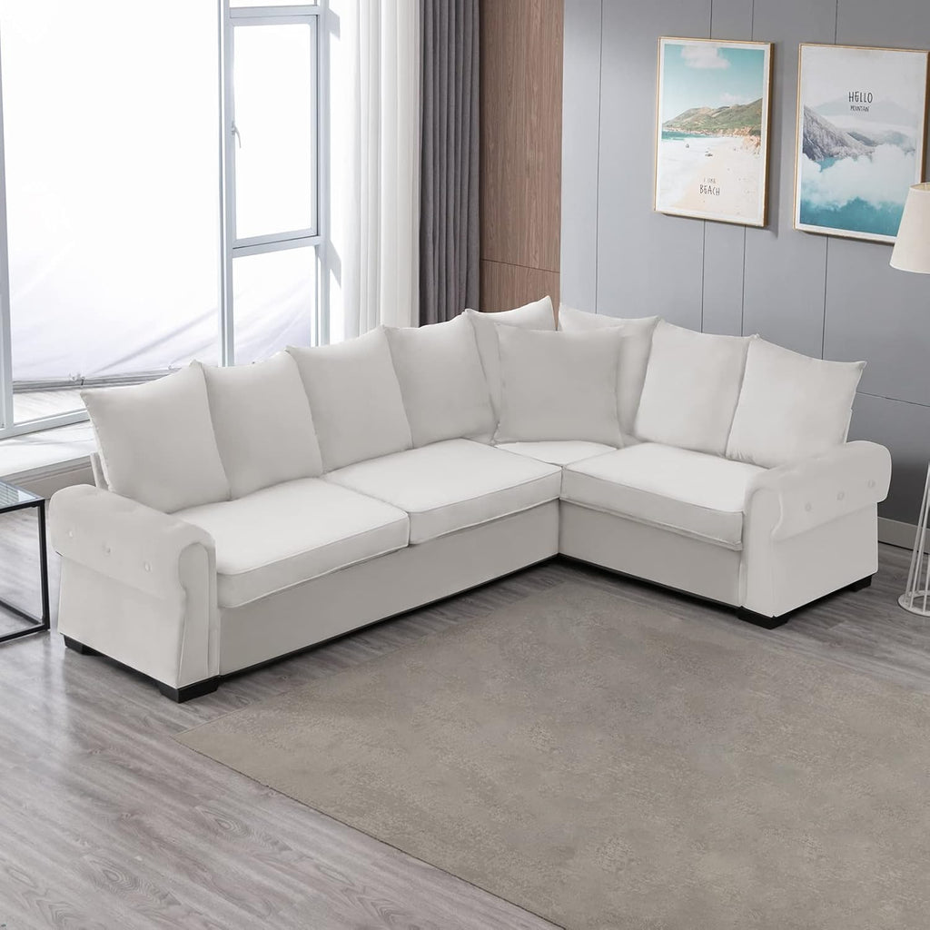 Mixoy Pull Out Sofa Bed 2 in 1 Sleeper with Folding Foam Mattress, Beige G197