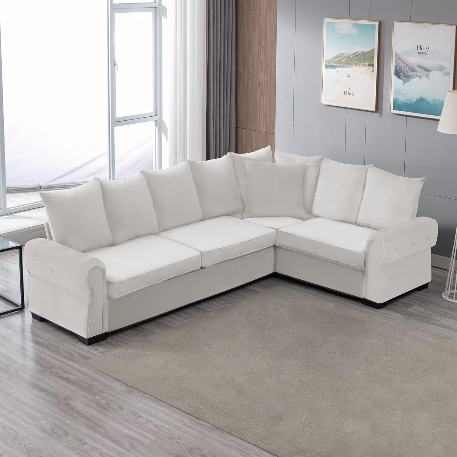 Mixoy Pull Out Sofa Bed 2 in 1 Sleeper with Folding Foam Mattress, Beige G197