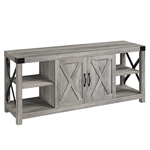 GAOMON 60 Inch Farmhouse TV Stand with Storage and Adjustable Shelves (Grey) H2764