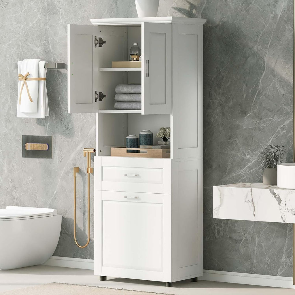 Tilt Out Laundry Hamper Cabinet with 2 Doors and Adjustable Shelf L542579