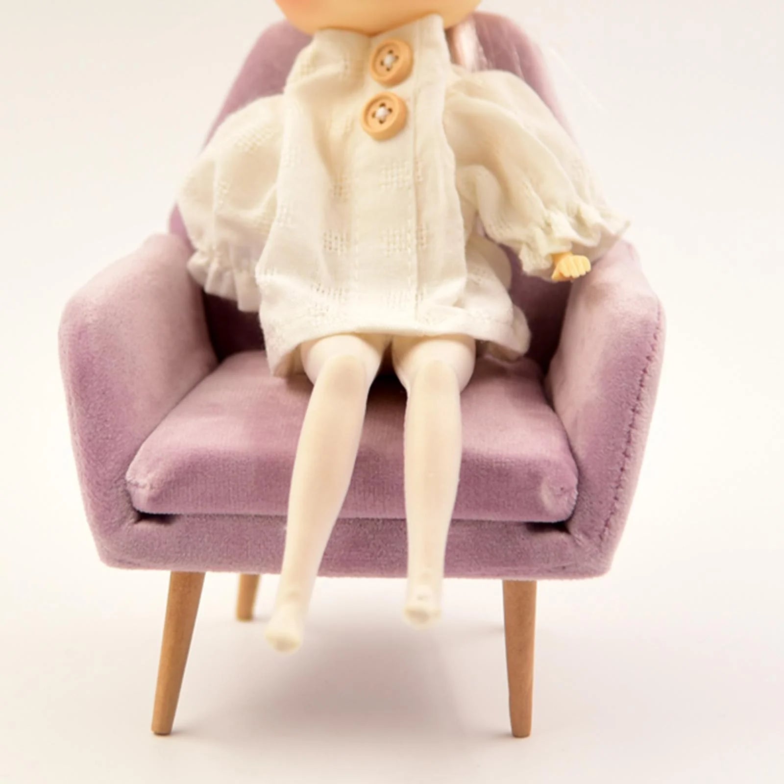 1:6 Dollhouse Miniature Modern Single Sofa Furniture for Dolls - Pink R905574