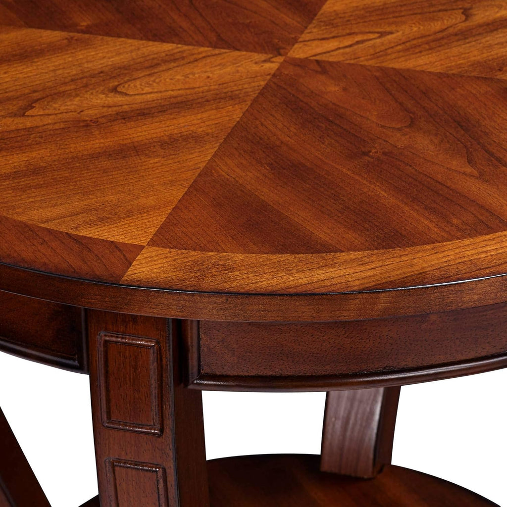 Patterson II Farmhouse Rustic Cherry Wood Round Accent Side End Table 26" Wide D278346