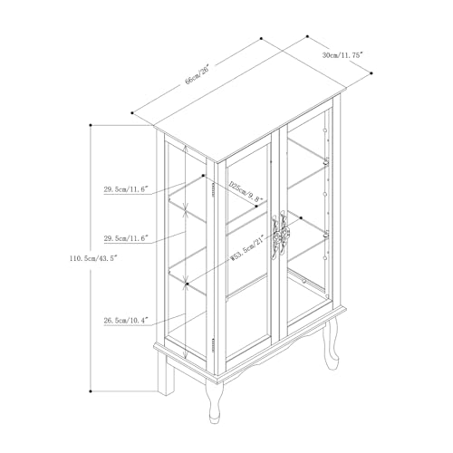 TRIPLE TREE Lighted Display Cabinet with Glass Doors, Oak I94774