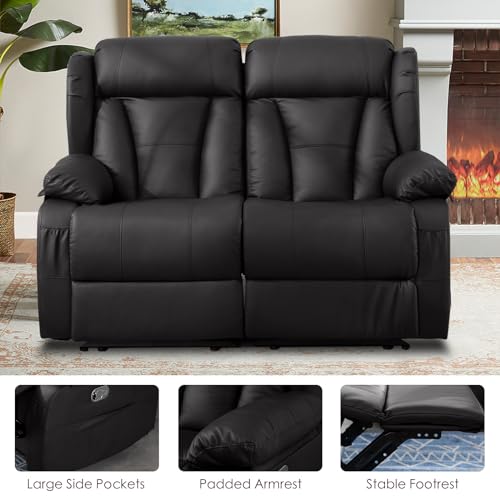 58.3" RV Loveseat Recliner Sofa with Side Pockets, Brown I1007