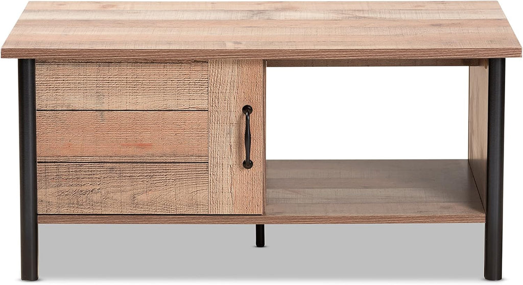 Baxton Studio Vaughan Coffee Table, Oak Brown/Black P22114