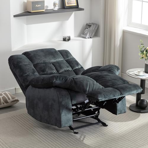Manual Recliner Chair, Soft Fabric Padded Backrest and Armrests, Heavy Duty Single Sofa T582069