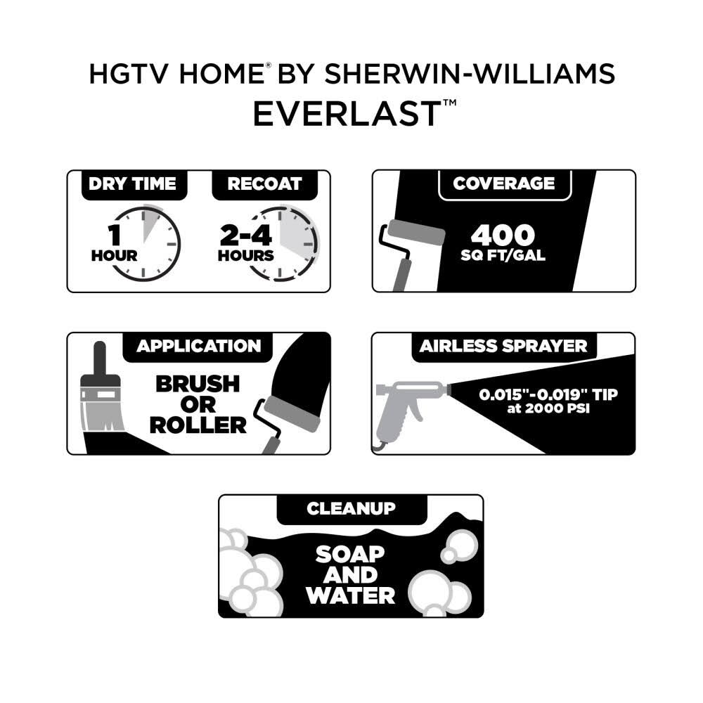 HGTV Home by Sherwin-Williams Everlast Satin Morning Fog Exterior Paint, 1 Gallon O230