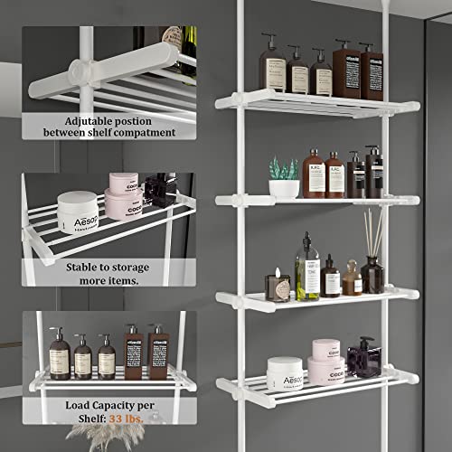 Adjustable Over The Toilet Storage Shelf 4 Tier Metal Rack White T2519