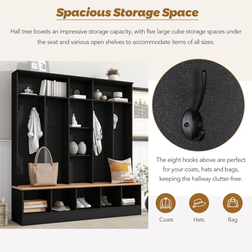 Hall Tree with Shoe Storage Bench and Coat Rack U6425