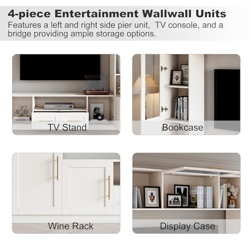 Modern TV Stand with Glass Doors and Shelves for Living Room F9675
