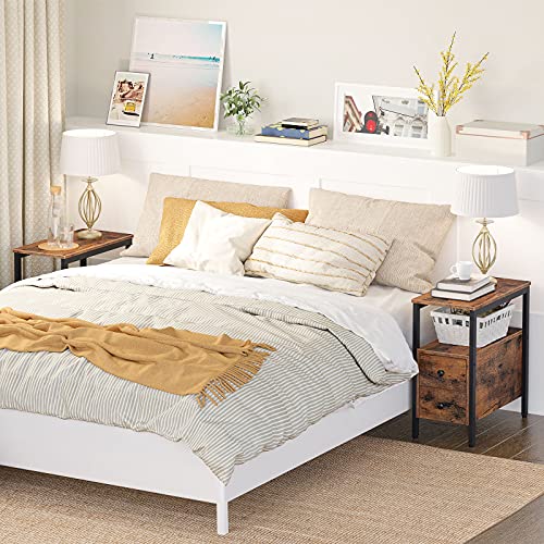 Narrow Side Table with Drawer and Open Shelf, Nightstand for Small Spaces X935754