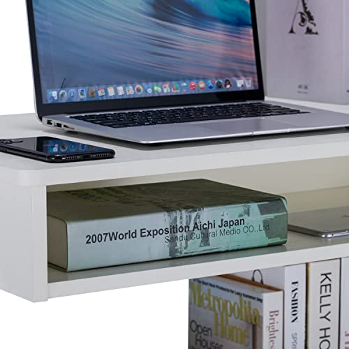 White Wood Corner Computer Desk with Storage I425