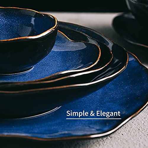 Ceramic Decorative Dish Blue Pottery Fruit Bowl Porcelain Centerpiece Accent Tray G763340