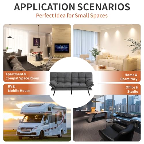 Futon Sofa Bed with Memory Foam, Convertible Couch for Small Spaces N170