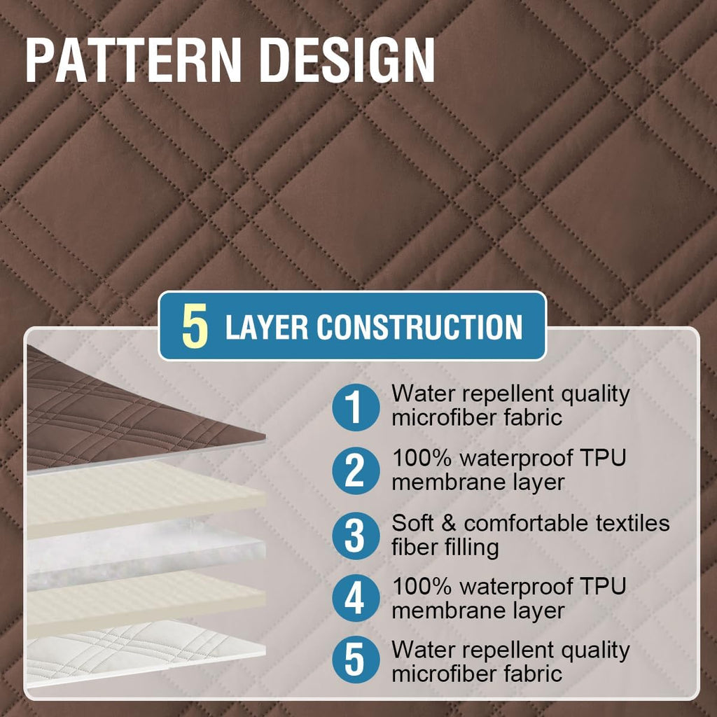 H.VERSAILTEX Waterproof Reversible Recliner Cover for Large Recliner, Brown/Beige Y117