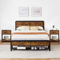 IDEALHOUSE Bedroom Set, 3-Pieces Bedroom Sets, Queen Size Bed Frame with Headboard and Storage Drawers Bench, Nightstand with Charging Station and Storage Drawer