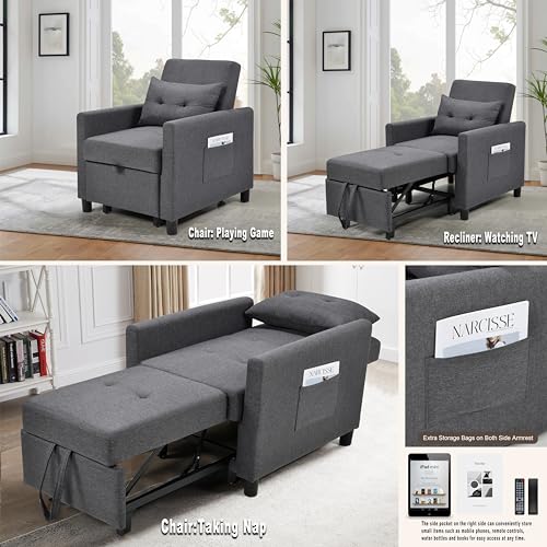 Sofa Bed Sleeper Couch with Pullout Bed, Convertible Chair Bed, Deep Blue C8464