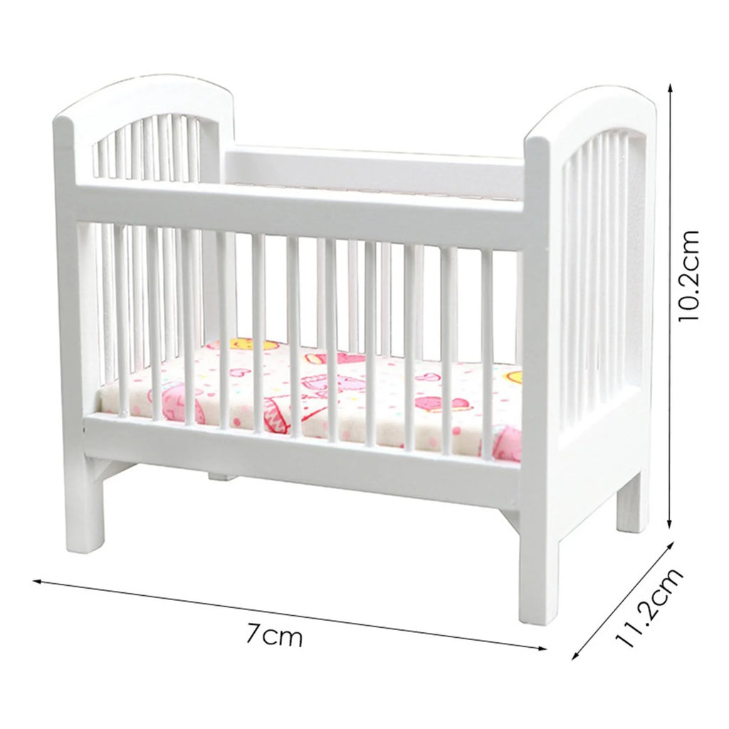 1/12 Scale Dollhouse Wooden Crib Furniture Set G556310