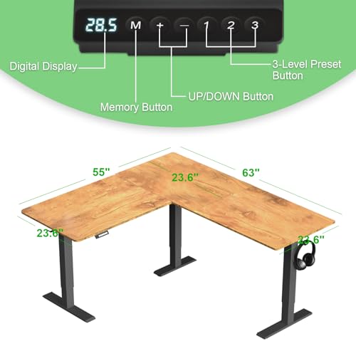 Upgrade Version 63 x 55 inch L Shaped Electric Standing Desk E679178