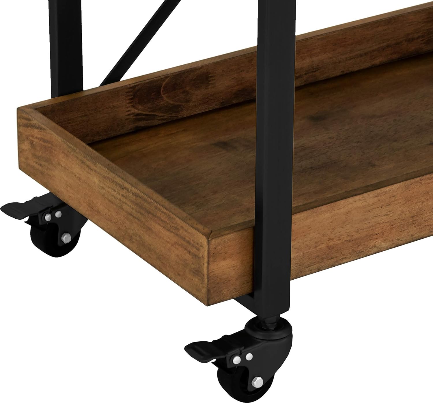 Riley Modern Rustic Rolling Bar Cart with Wheels, 32 Inch Height C277