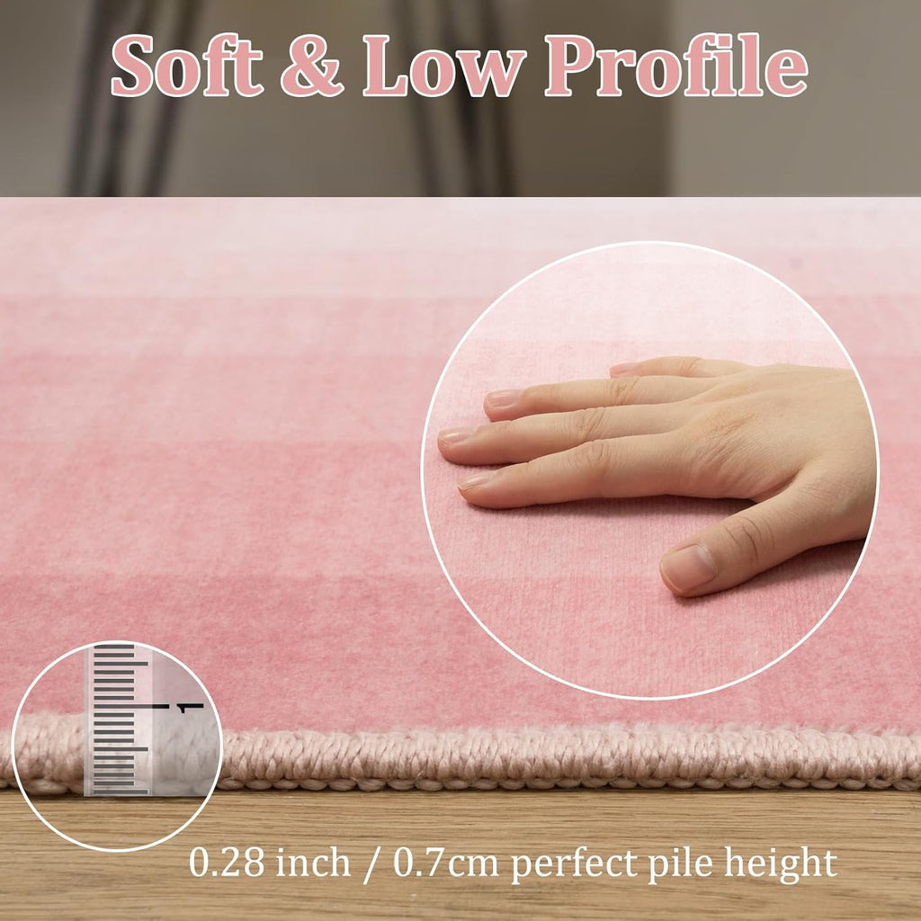 OJIA Pink Washable Area Rug 8x10 for Living Room Y133318