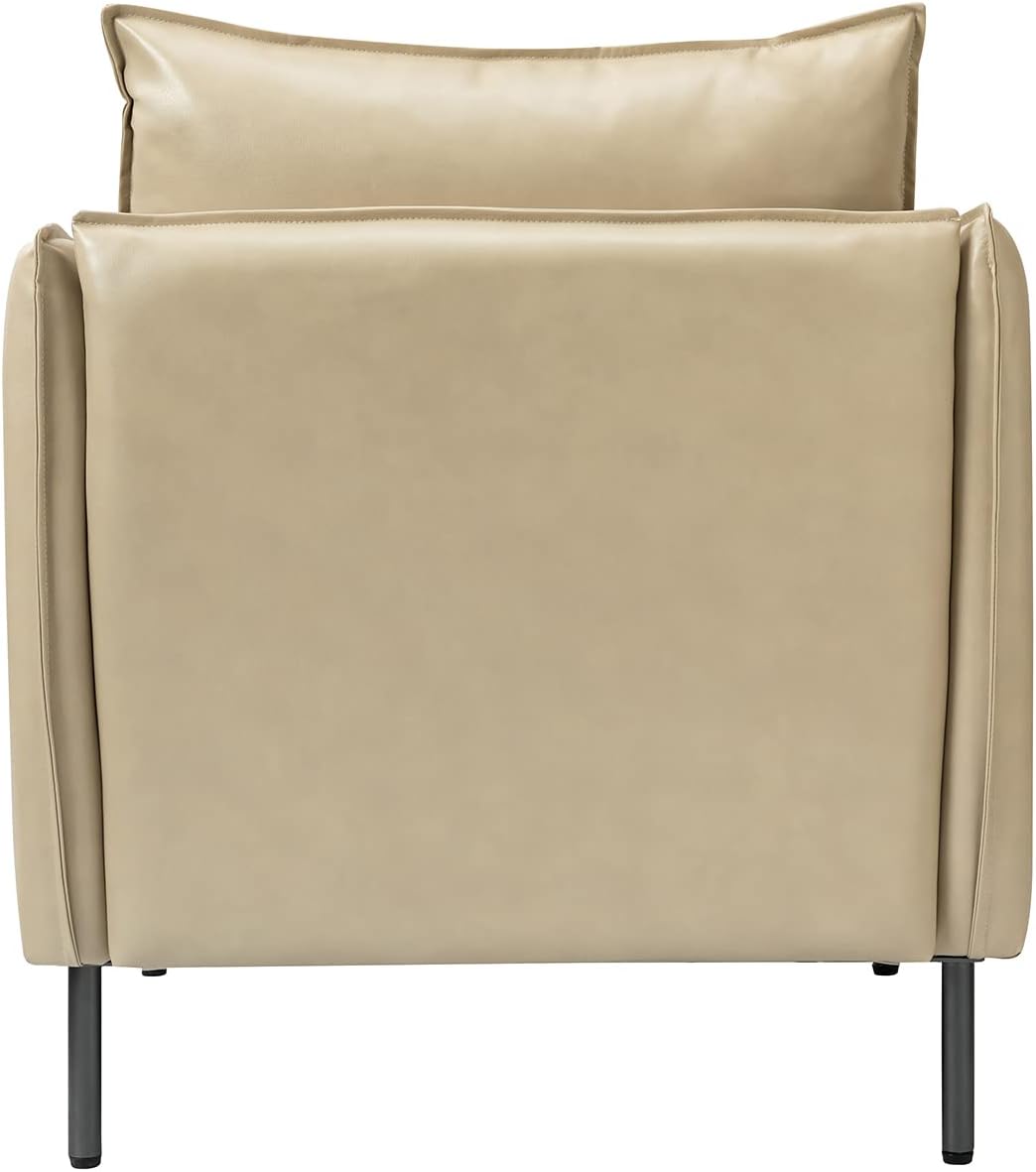 Leather Armchair Set of 2, Modern Accent Chairs with Cushion, Beige X495353