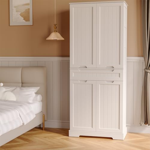 Gizoon 71" Tall Kitchen Pantry Storage Cabinet with Doors and Shelves, White J3114