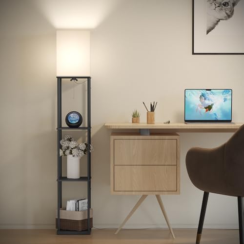 SUNMORY Shelf Floor Lamp with 3-Way Dimmable LED Bulb, White L622