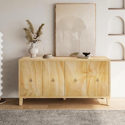 Wood Sideboard Buffet Cabinet 60 Inch Farmhouse Double Door B104804