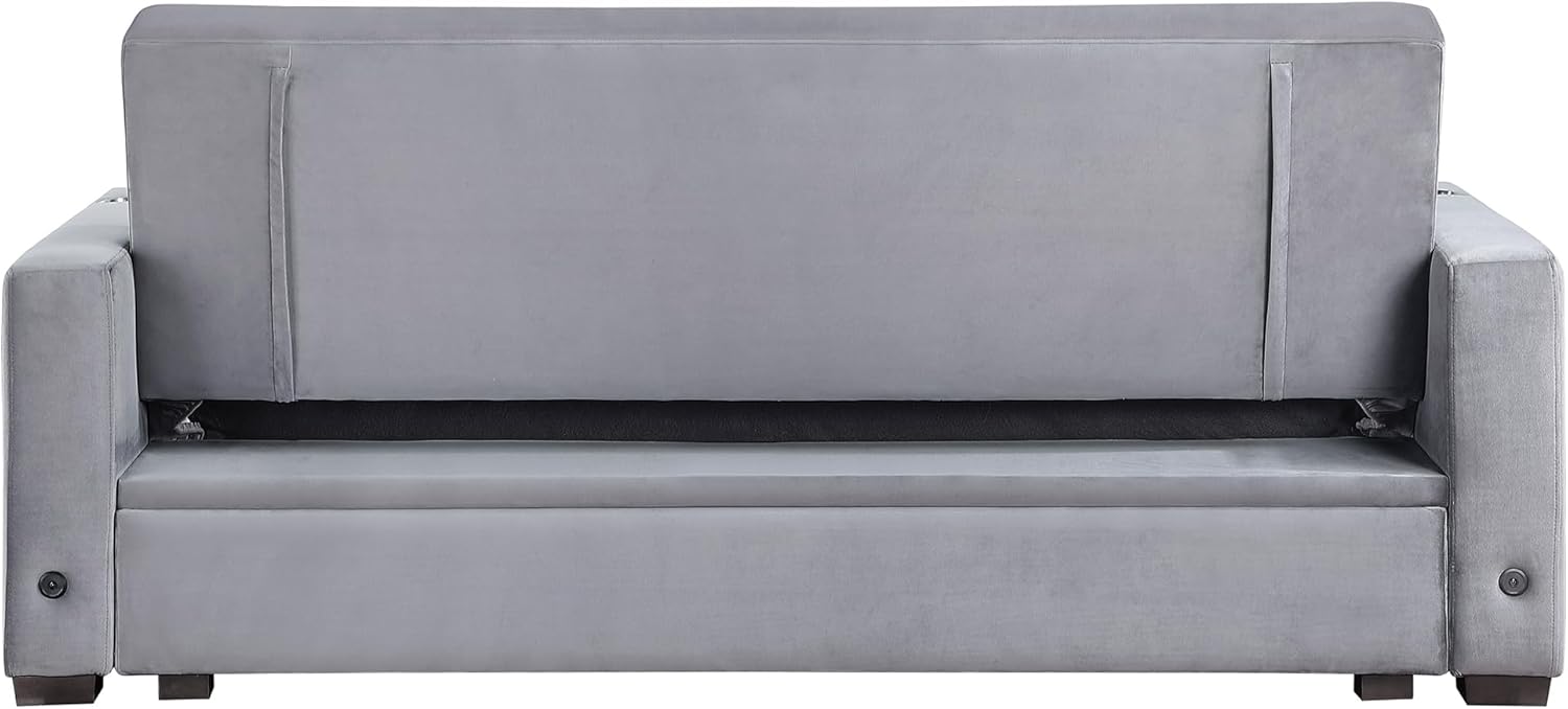 Lexicon Futon Sofa Bed with Storage, Grey P6404