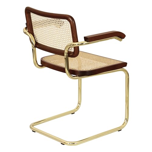 Cane Cantilever Armchair with Brass Steel Frame R937